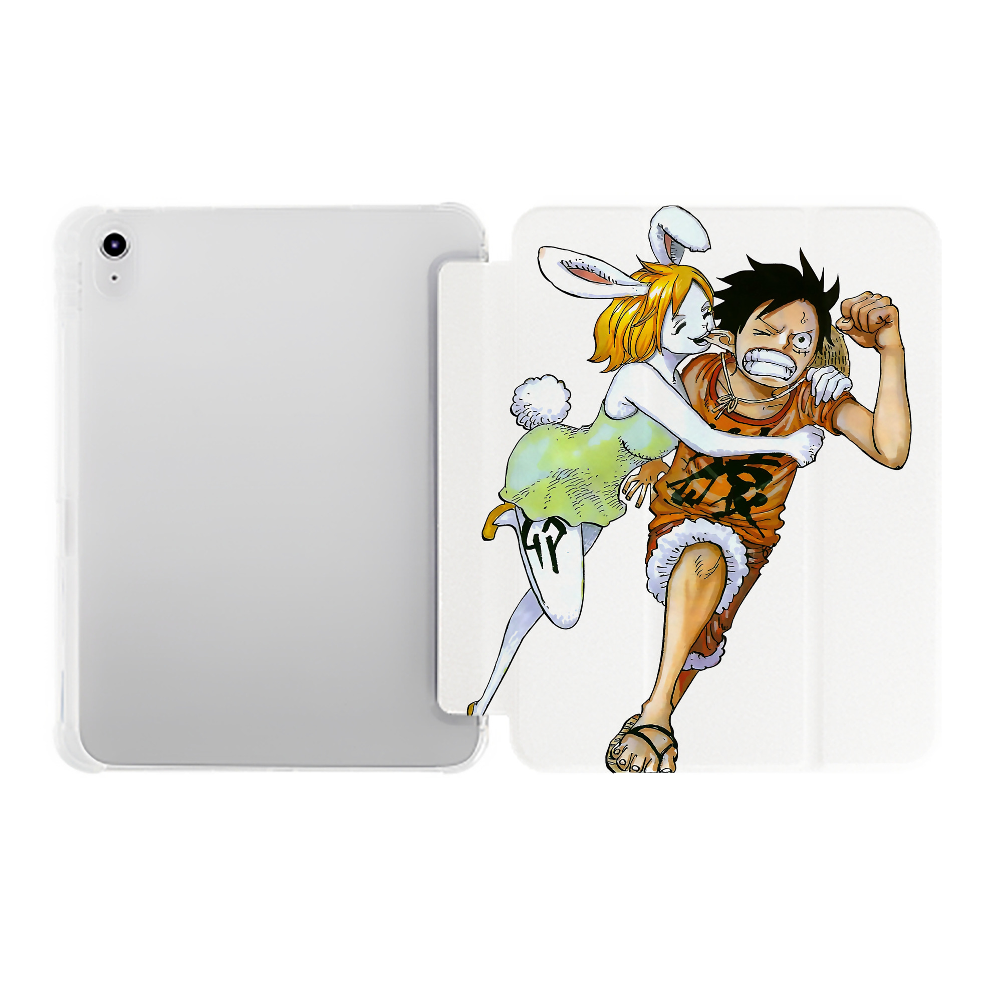 （画像用） ワンピース モンキー・D・ルフィ ONE PIECE Monkey D. Luffy IPad ケース ペン収納付き 三つ折りスタンド PUレザー×シリコン 対応機種9.5/10.5/10.9インチ